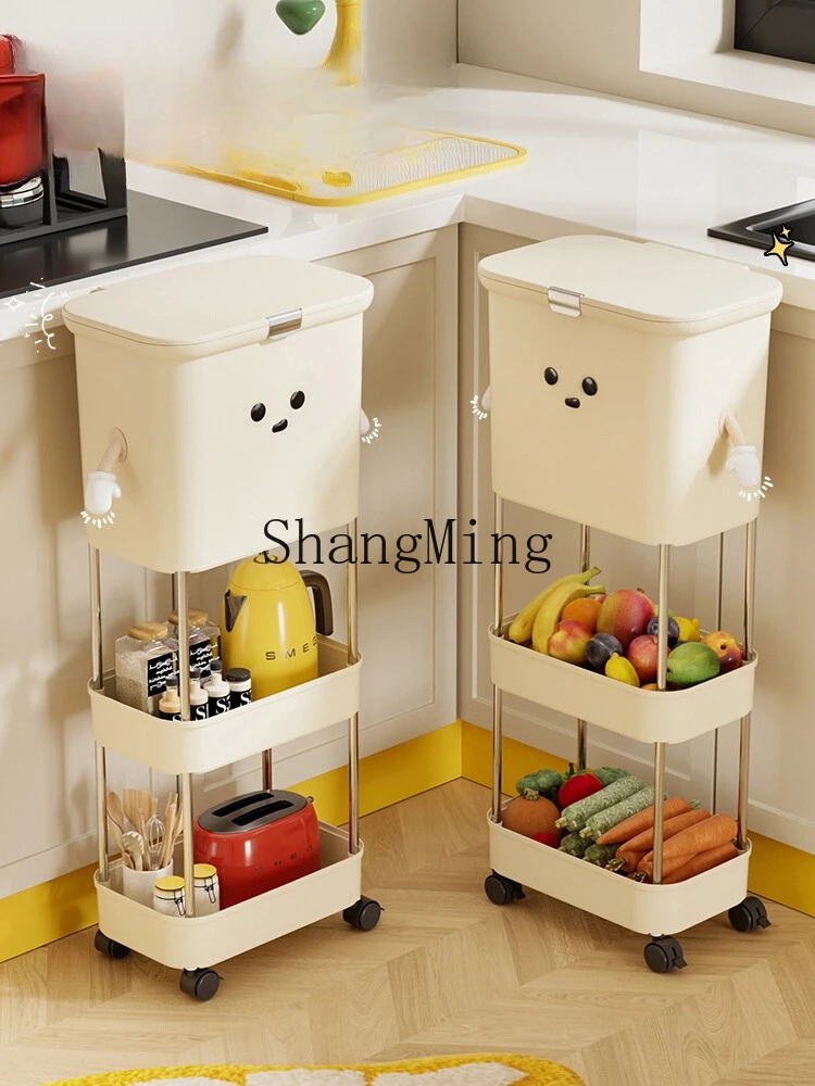 

CL Kitchen Trash Can Household Multi-layer Large Capacity with Lid Dry Wet Separation Movable