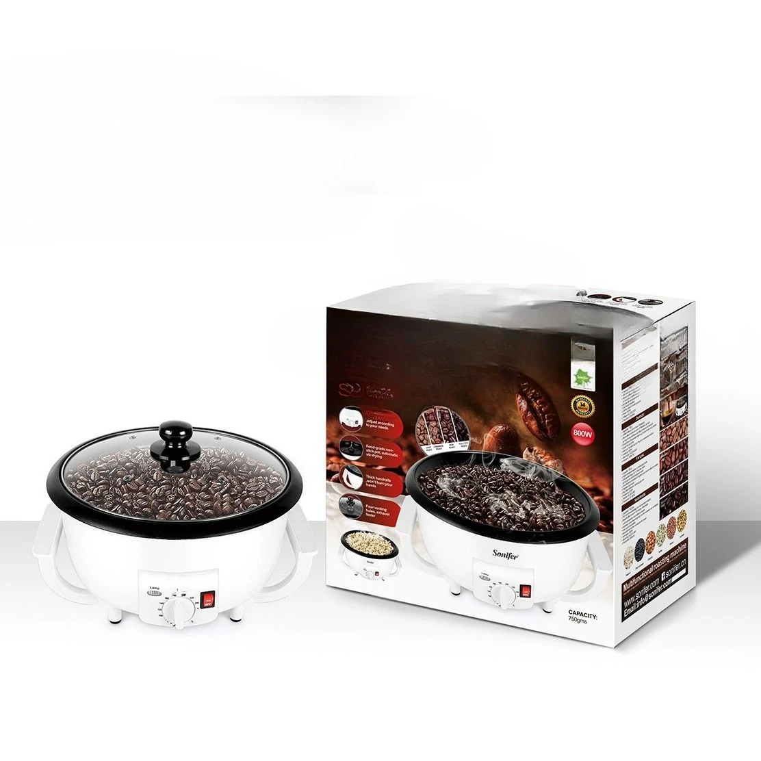 Piccolo essiccatore automatico per chicchi di caffè domestico