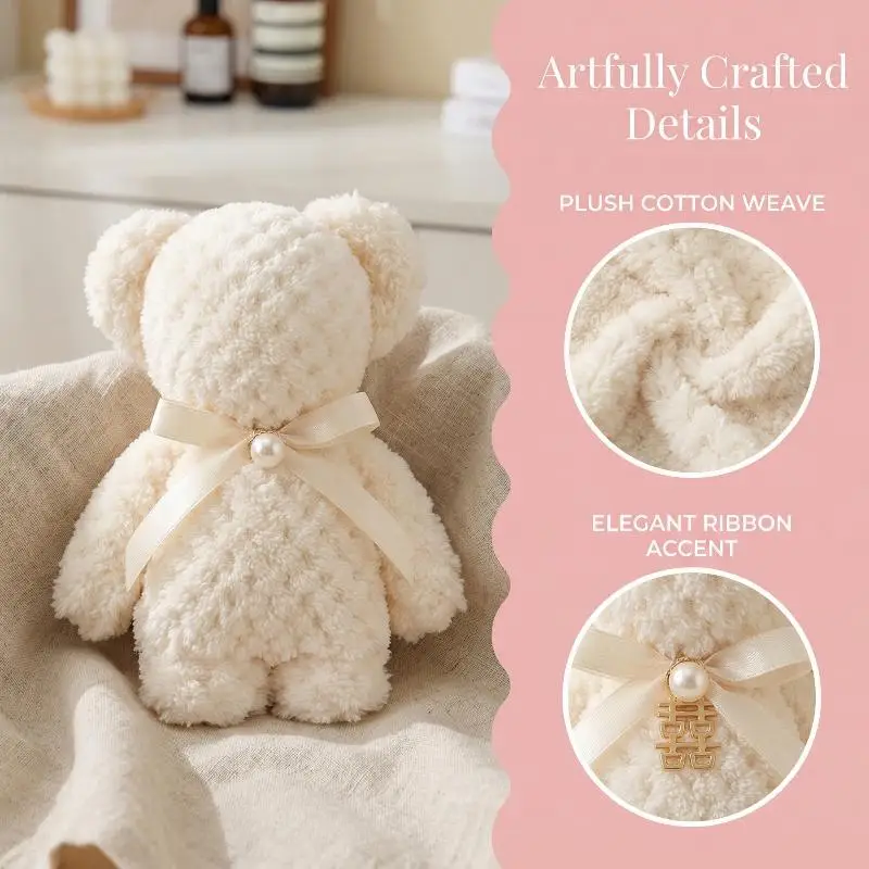 

Cute Bear Design​​ Bear Towel​​ Luxury Velvet Texture​​ Absorbent Coral Velvet Hand Towel​​ Soft Thickened Face Towel