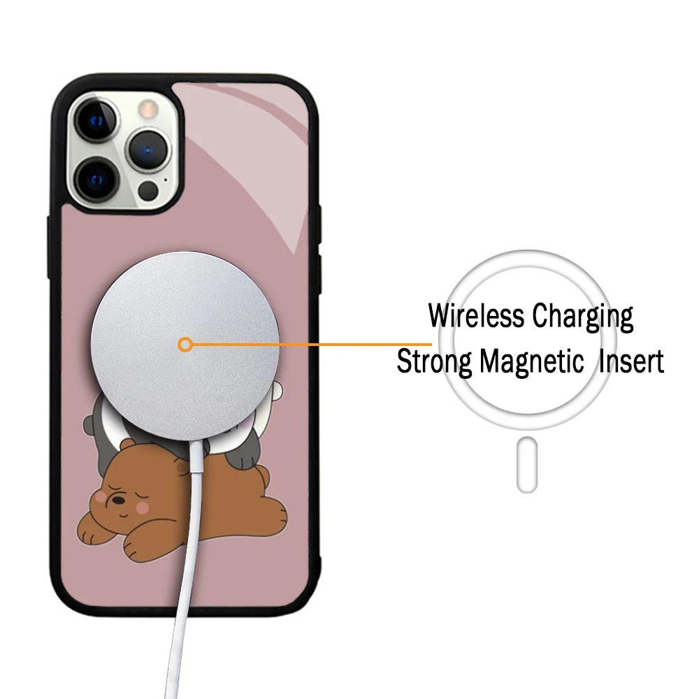 Cartoon B- Bare B- Bear We Phone Case For IPhone 11 12 13 14 15 Plus Pro Max Mirror Acrylic Cover For Magsafe Wireless Charging