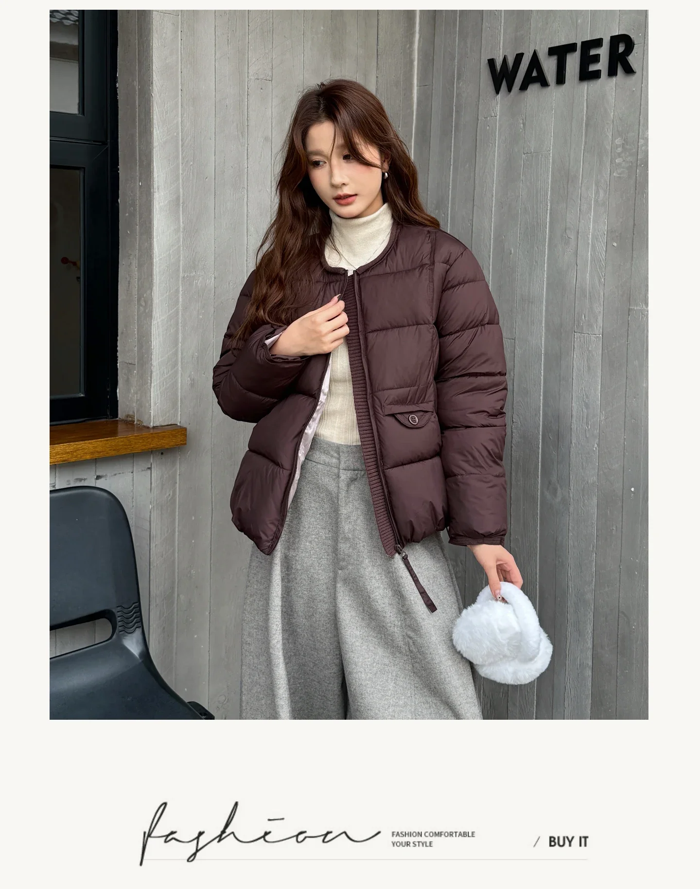 2026 Winter Women's Jacket Korean Patchwork Zipper Stylish Parkas Minimalist Versatile Coat Warm O-Neck Cotton Padded Outerwear