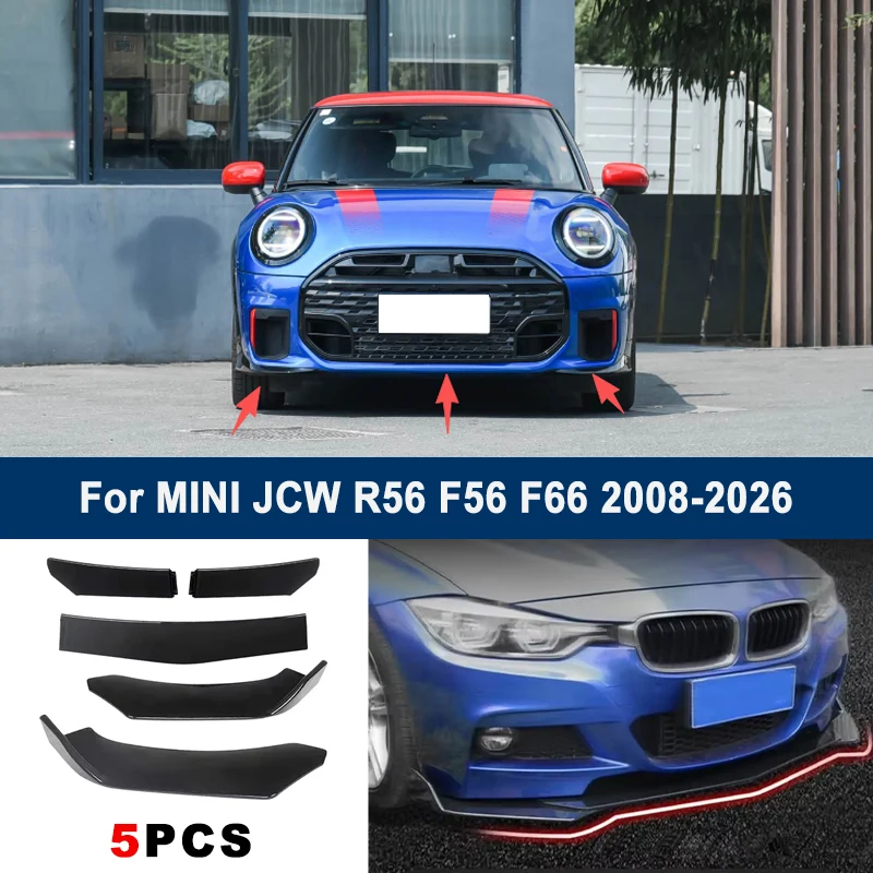 

Adjustable 5Pcs Sectional Front Spoiler Lip For MINI JCW R56 F56 F66 2008-2026 Front Bumper Splitter Car Exterior Sport Body Kit