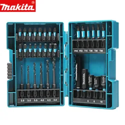 Makita-juego de brocas de tornillo de impacto para el hogar, taladro de Metal negro, manga hexagonal eléctrica multifuncional, broca de destornillador, E-06622, 33 piezas