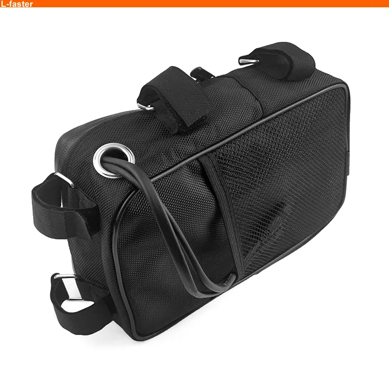 Bike Battery Storage Bag Waterproof Upper Tube Front Beam Bag Riding Battery Pack with Outlet Hole for MTB eBike Road Bicycle