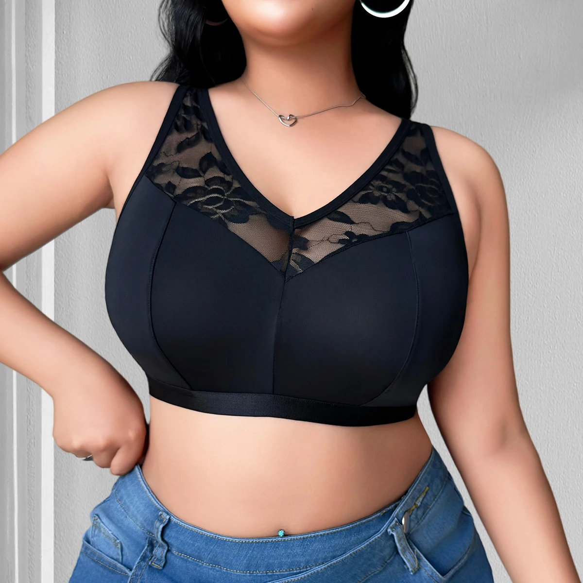 1 ks Plus Size 1XL-4XL Dámské podprsenky bez vycpávek, plný košíček, push-up dámské spodní prádlo, nastavitelné ramenní popruh, pohodlné sexy spodní prádlo - náhled 3