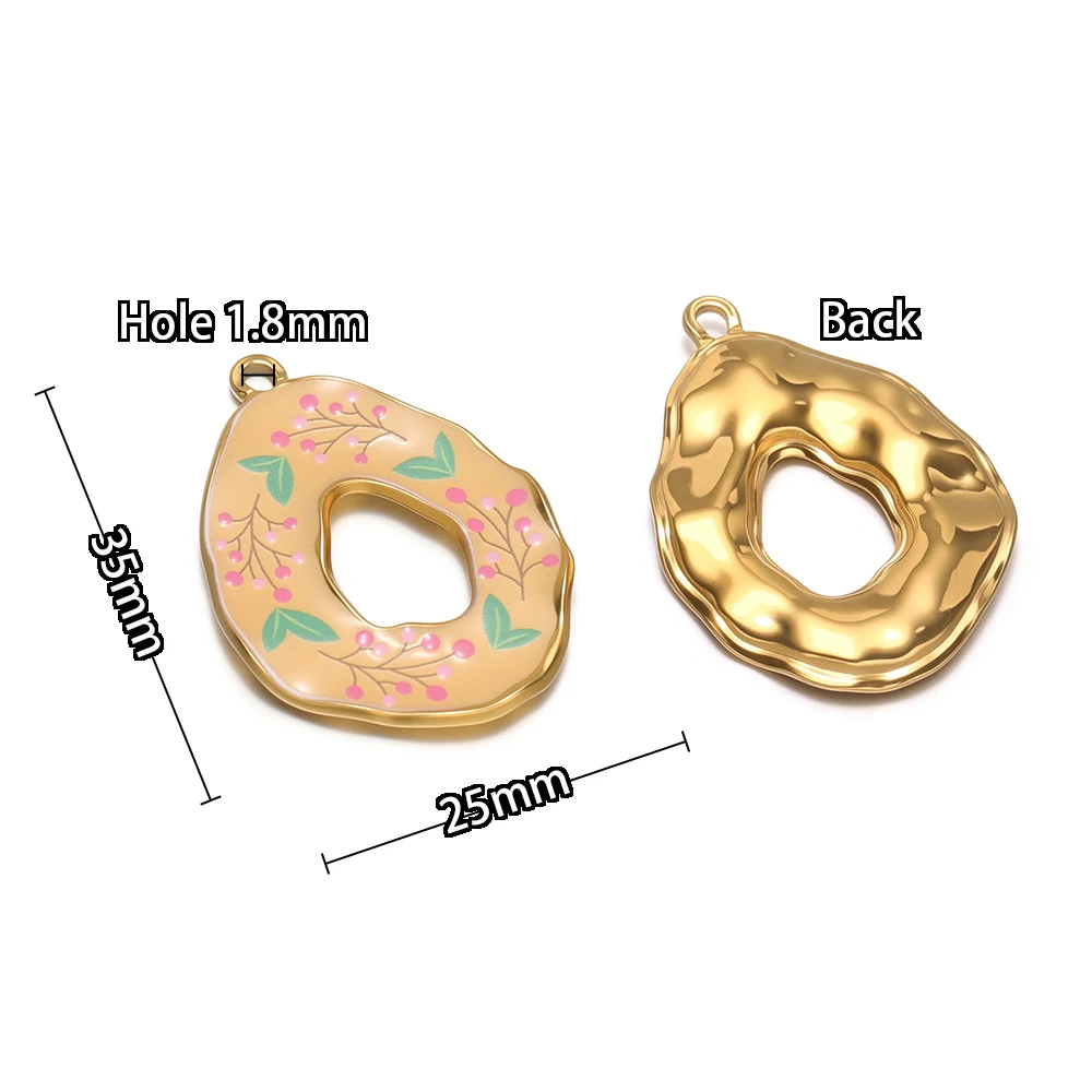 4 Stück Edelstahl Hohle Ovale Emaille-Blumenanhänger für Damen Halsketten, Armbänder, Ohrringe, DIY Schmuckherstellung – Detail 3