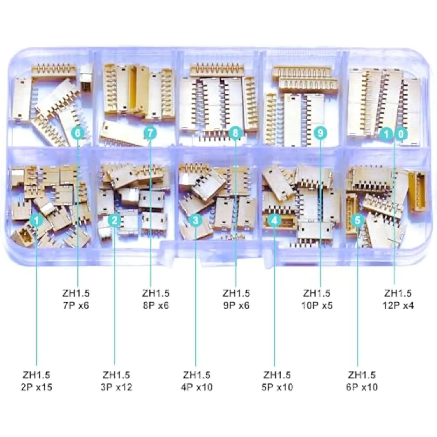 ZH1.5 SMT Header Jst 1.5mm Pitch  JST-ZH 2/3/4/5/6/7/8/9/10/12Pin SMT Header Surface Mount Side Type Right Angle Type Header