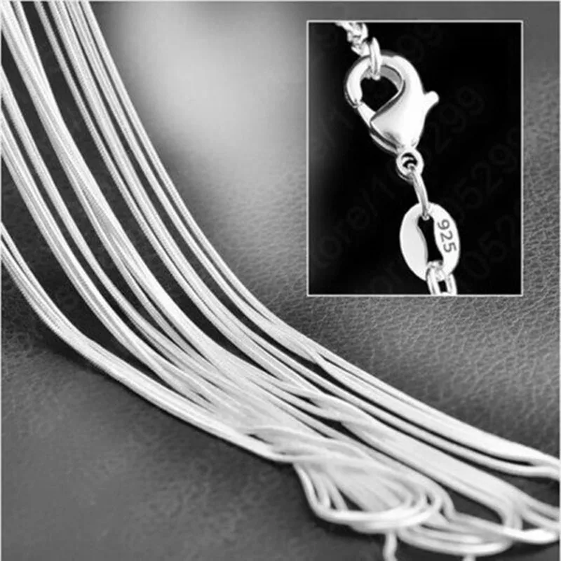 

10pcs Wholesale Pure Genuine 925 Sterling Silver Snake Necklace Fashion Necklace Chain Top Quality Multi Size 16''-30'' Big Sale