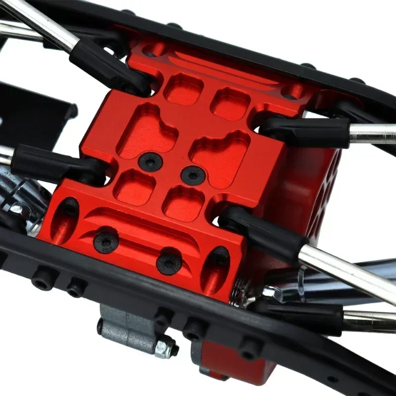 Suporte de transmissão para caixa de velocidades, chassi de metal, placa antiderrapante para 1/10 rc crawler axial scx10, peças de atualização de liga de alumínio