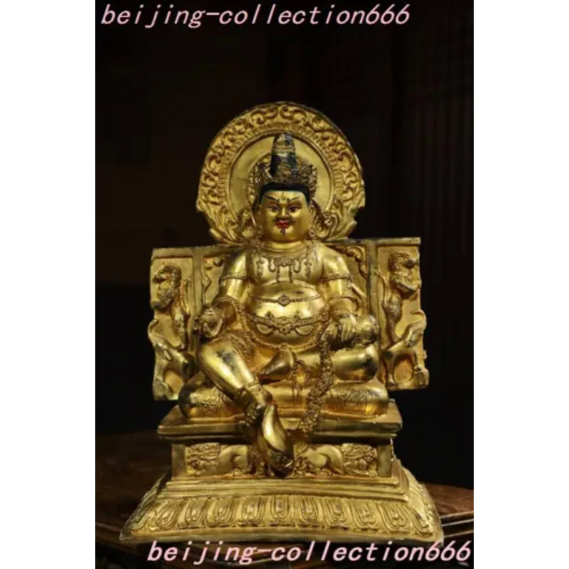 

9.2" Tibet Buddhism bronze Gilding Yellow Jambhala Yellow Jambhala Buddha Statue