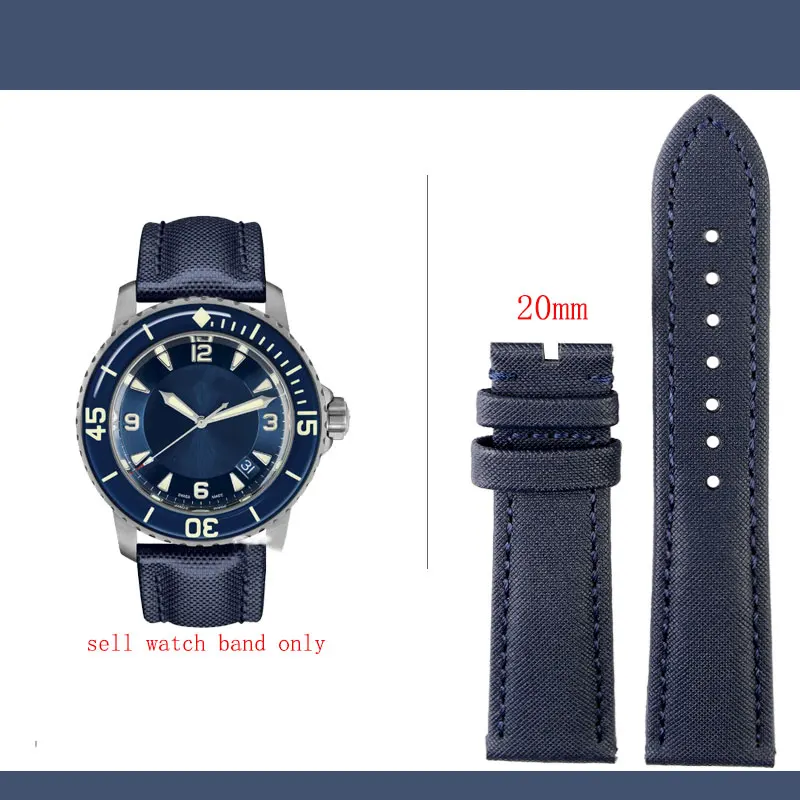 23mm Watchband Special for Blancpain Fifty Fathoms 5000 5015 Strap Butterfly buckle wristband  Canvas Leather Bottom Watch strap