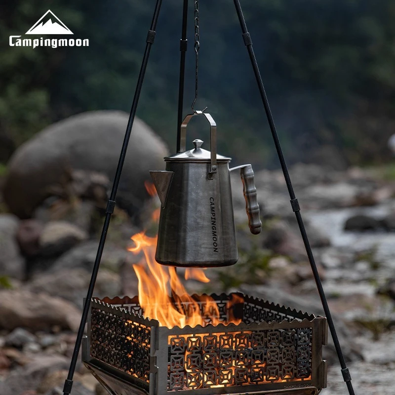 CAMPINGMOON Camping Tea Kettle, Stainless Steel Large Capacity Hand Brewed Coffee Pot, Fire Kettle, SW-6