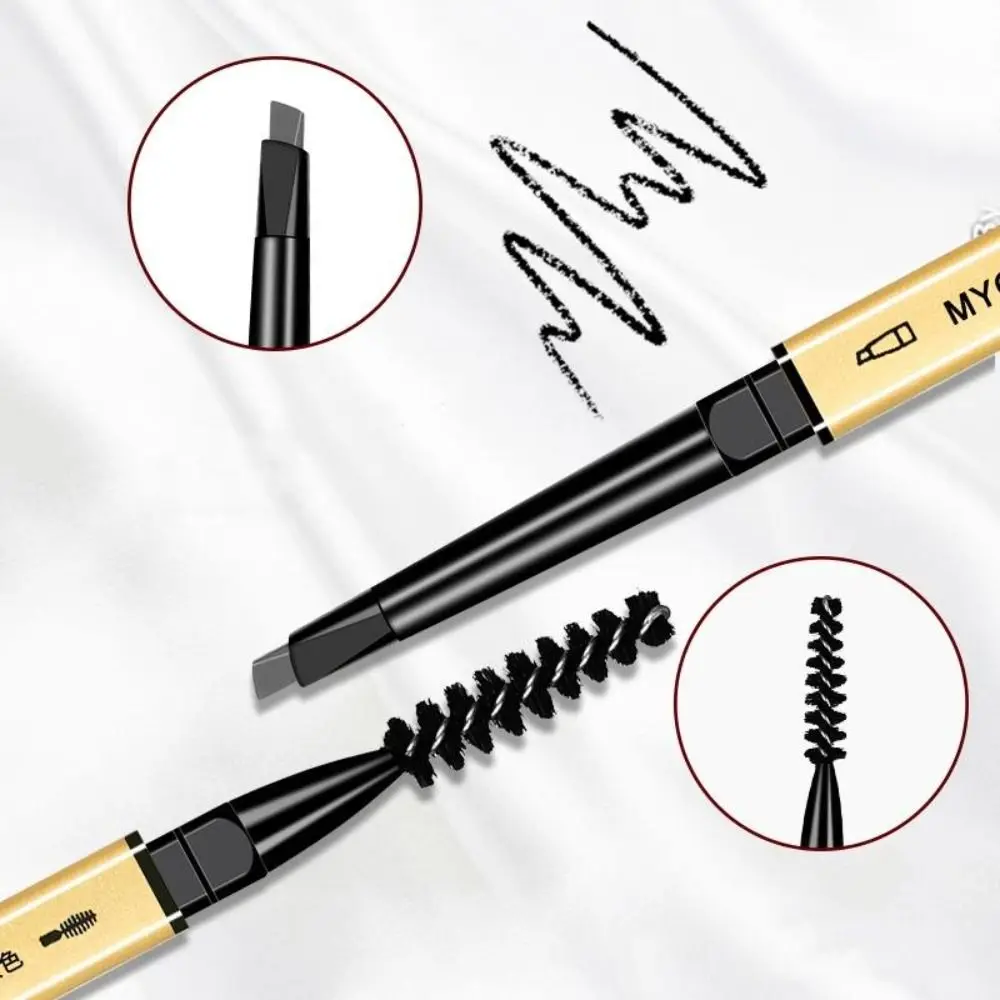 Fashion Double Head Eyebrow Pencil Triangular 3D Eyebrow Pen Beauty Waterproof Eyebrow Brush Beginners