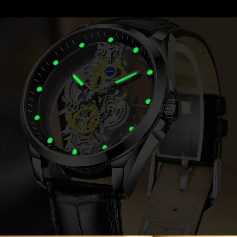 Reloj de moda para hombre, cronógrafo de acero inoxidable resistente al agua, antiarañazos, Tourbillon, luminoso, de doble cara