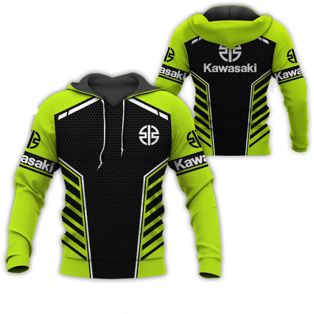 2024 New spring and autumn 3D print Kawasaki Ninja Motorcycle Riding Off-Road Pullover Extreme Sports Adventure Unisex Hoodie image 4