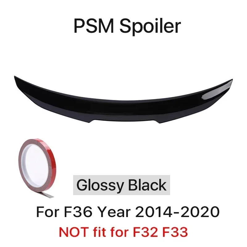 Kofferbak Spoiler Bumper Lip Voor BMW 4-serie F32 F33 F36 Koolstofvezel PSM M4 MP Stijl Vleugel Staart Kit 2014-2020 Glanzend Zwart