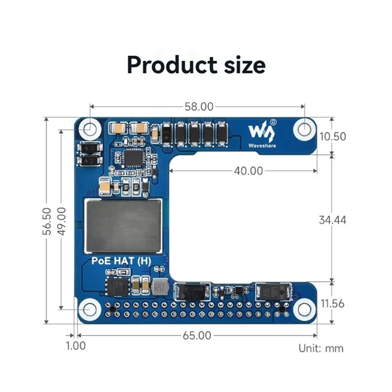 Waveshare для Raspberry Pi 5/CM5 Poe HAT Power Over Ethernet HAT (H) 5 В 5A Поддержка 802.3Af/At с чехлом для RPI 5/CM5