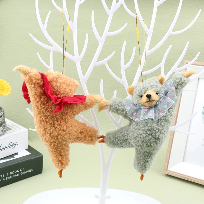 1X New Cartoon Kawaii Dancing Bear Plush Doll Room Bedside Pendant Creative Ins Ballet Bear Plush Car Pendant Kids Birthday Gift