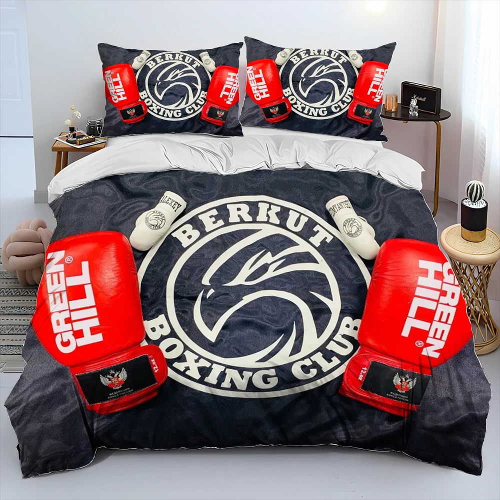 3D Boxing Gloves Boxer Fight Comforter Bedding Set,Duvet Cover Bed Set Quilt Cover Pillowcase,King Queen Size Bedding Set Adult