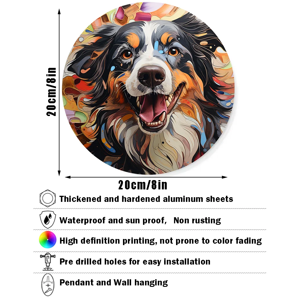 Aluminum logo animal relief painted circular wreath logo dormitory corridor garden  Bernese Mountain Dog theme decorative art