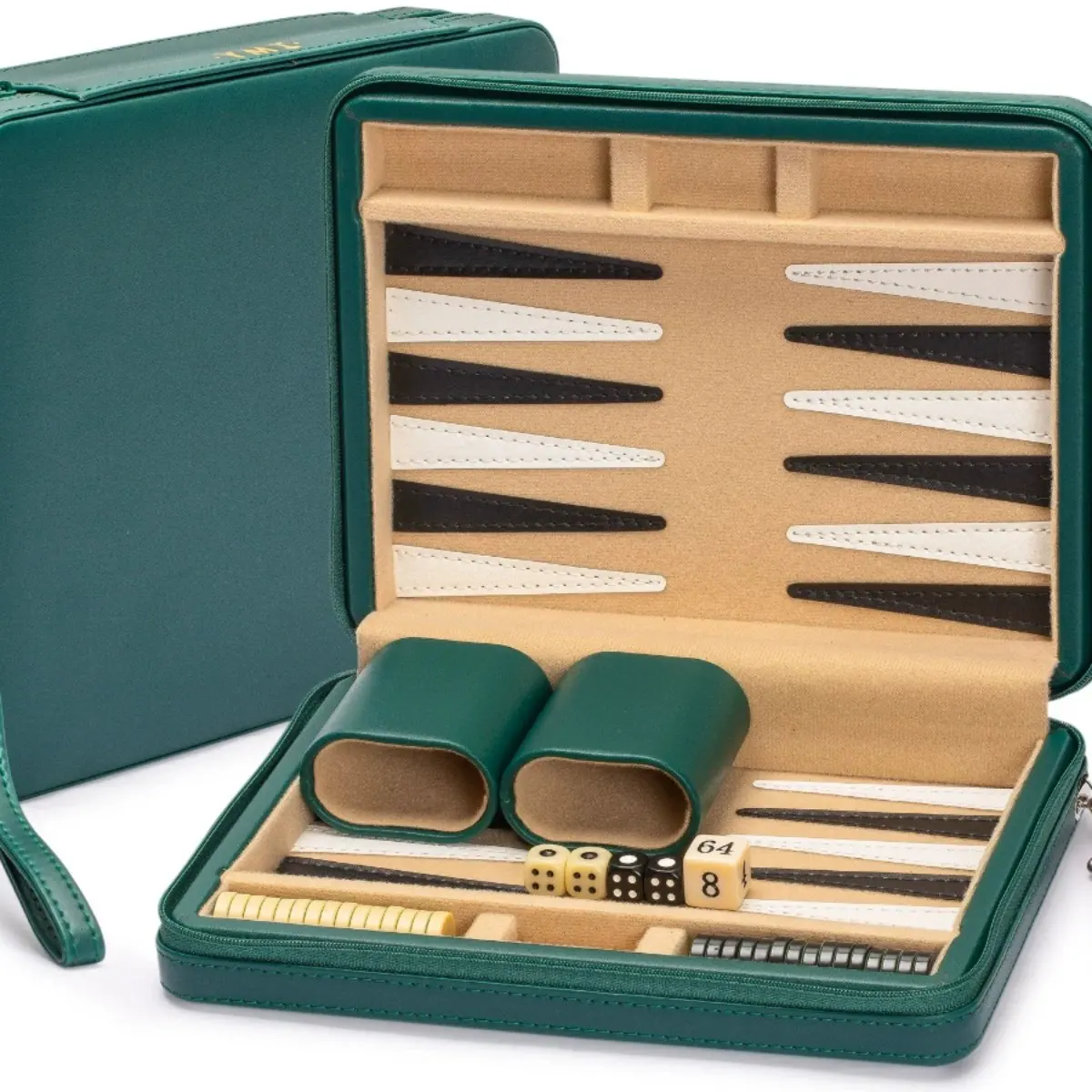 

Premium Leather Backgammon Travel Case with Acrylic Chess Set - Compact & Portable Game Storage