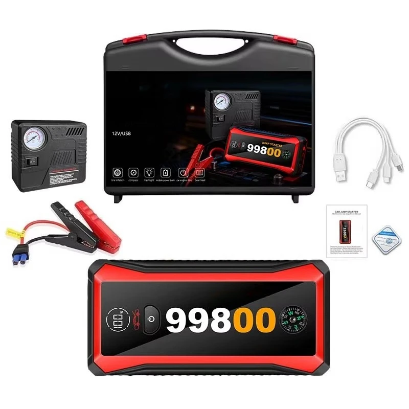 

1000A Portable Car Jump Starter With Tyre Inflator Jump Starter Power Bank With Air Compressor Car Jump Starter With Air Pump