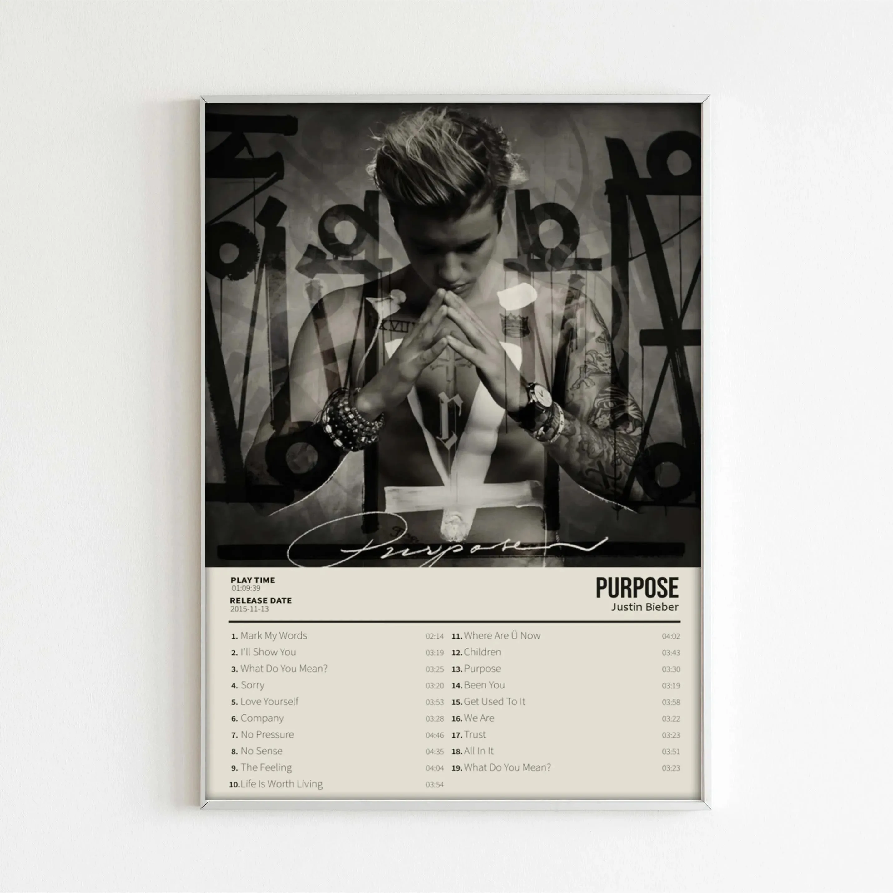 Music Album Star Justin Bieber Rap Hip Hop  Picture for Room Living Canvas Painting Print Posters Art Home Wall Decor Gift