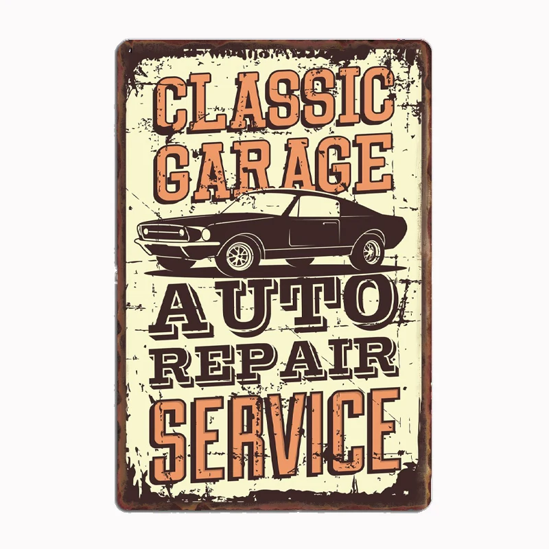 

Vintage Classic Garage Auto Repair Service Muscle Car Poster Metal Sign Bathroom Room Wall Decor Tin Home Decoration