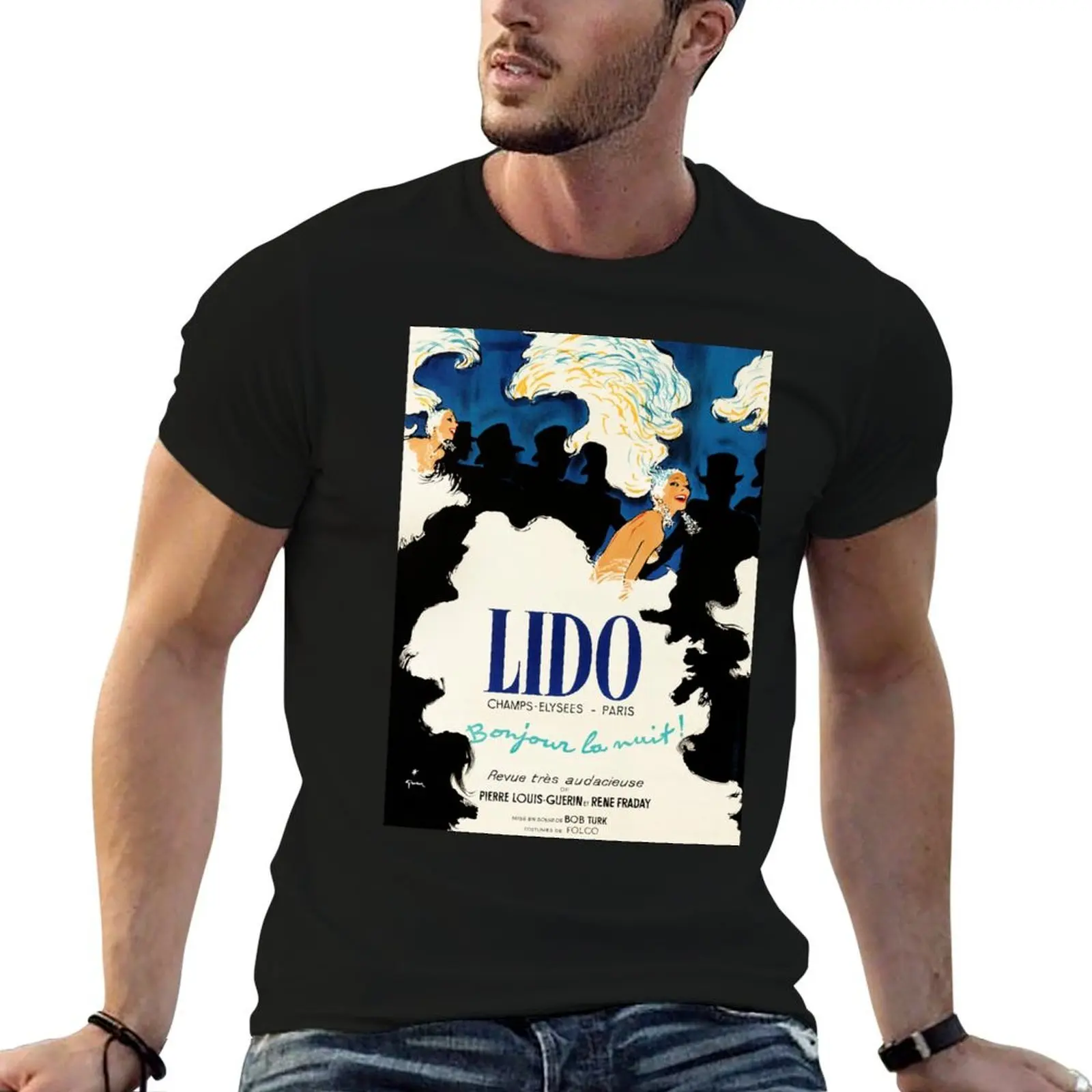 

Nuit! la Bonjour - - France Ad Night!) Poster - (Hello Gruau Champs-élysées Lido René Vintage Paris, Cabaret