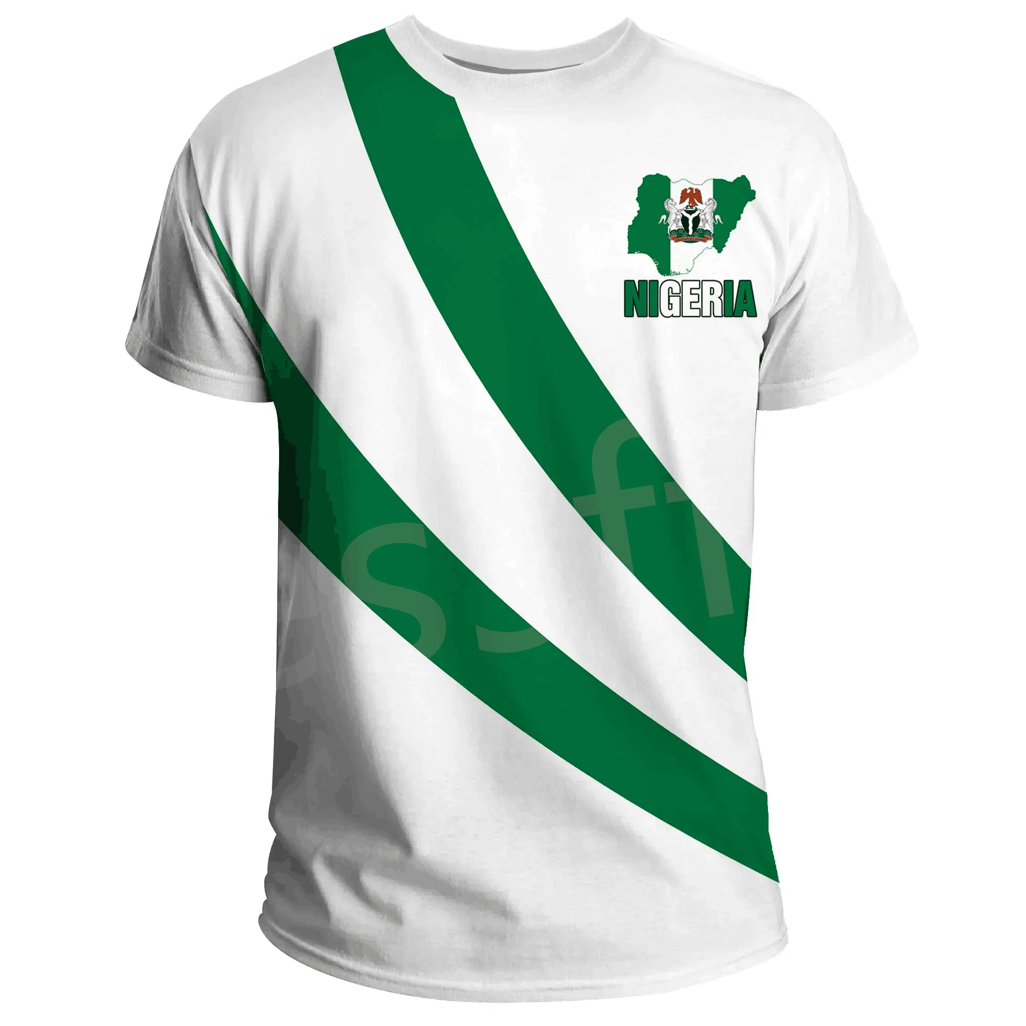 Tessffel Black History Africa County Nigeria Flag Tribe Tattoo 3DPrint Men/Women Summer Unisex Casual Short Sleeves T-Shirts X1