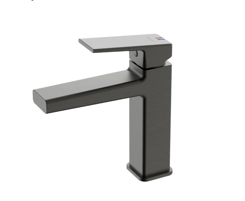 

Square faucet All copper hotel, bathroom splash-proof basin faucet Household, basin hot and cold faucet