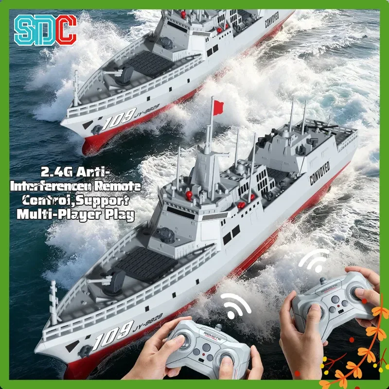 JJRC S28 Remote Control Destroyer 2.4G 4WD RC Warship with Twin Motors Propellers Anti-Collision Durable Out-of-Water Auto Power