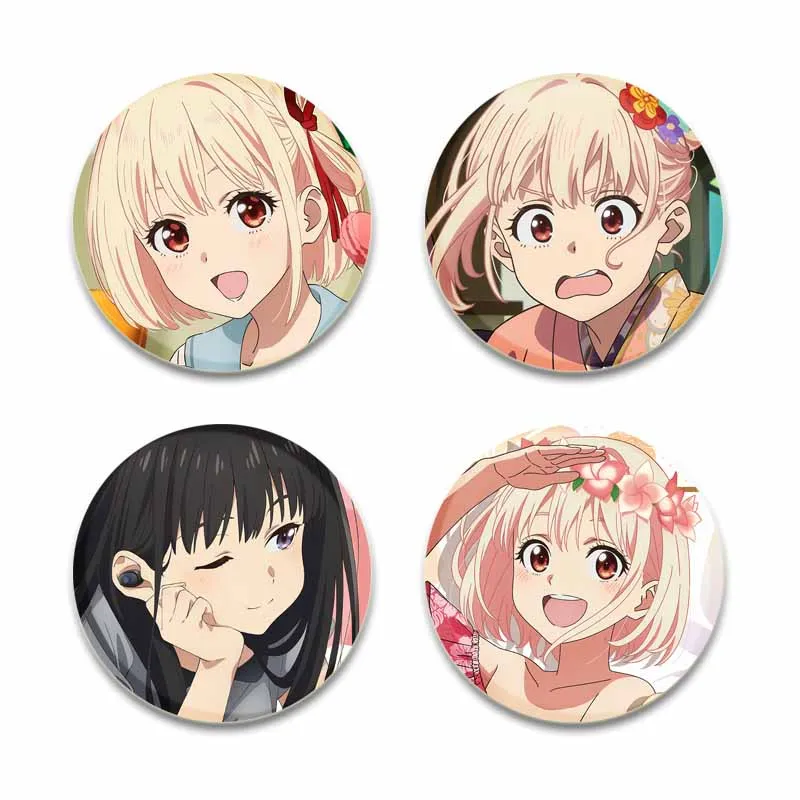 Cartoon Animated Character Chisato Nishikigi Takina Inoue Badge Cute Lycoris Recoil Icons Brooches Pins for Bag Hat Jewelry Gift