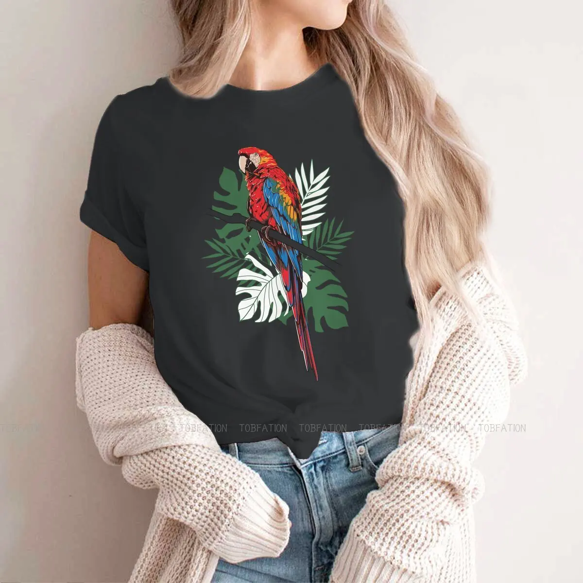 Scarlet Ara Costa Rica Klassische frauen T-shirt Papagei Tier Mädchen Grafik Tops Baumwolle Weibliche T-shirt 5XL Lustige Mode geschenk