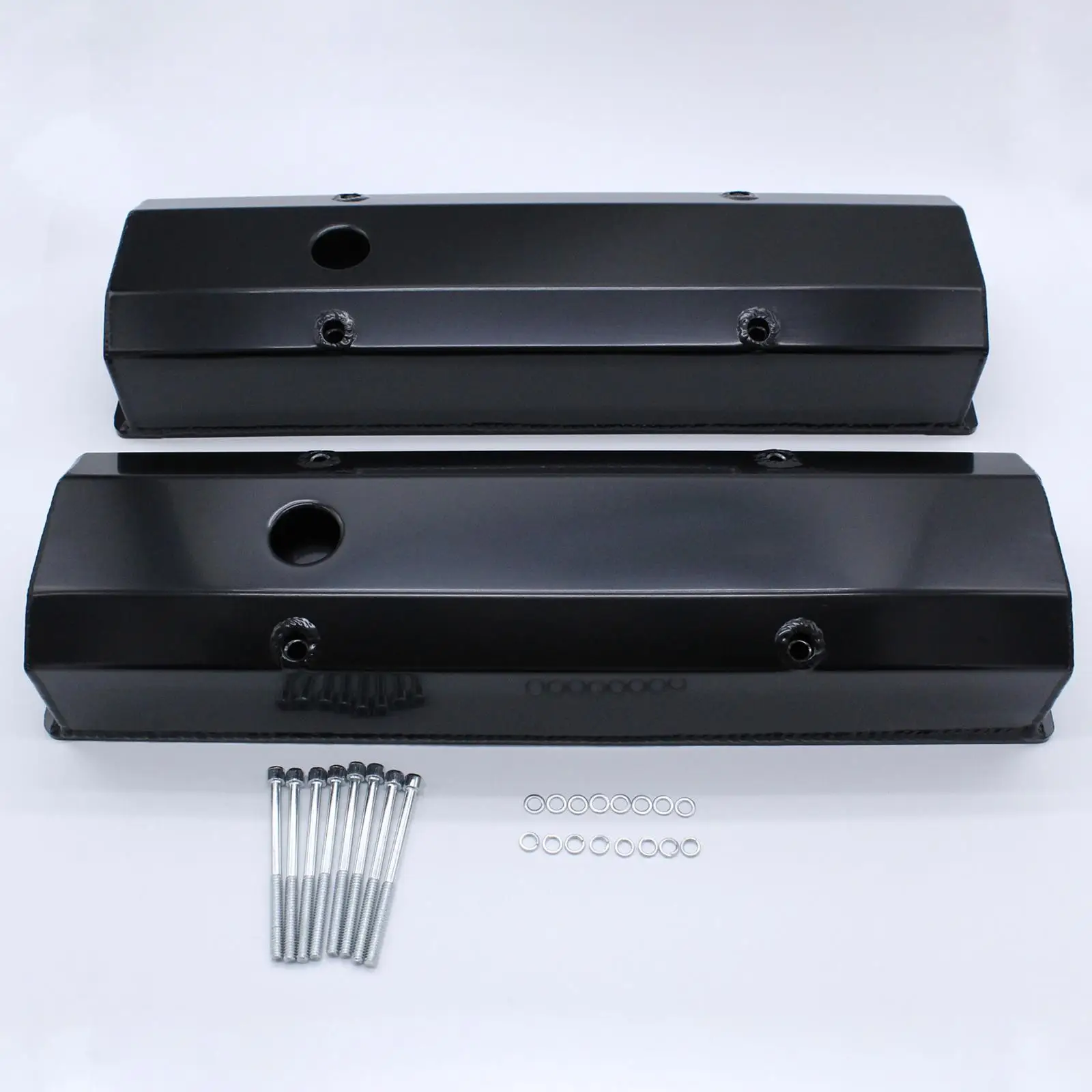 2x Valve Covers Repair Tall Valve Covers with Rings Spare Part Assembly Screws for Chevy SB 283 305 327 350 383 400 Engines