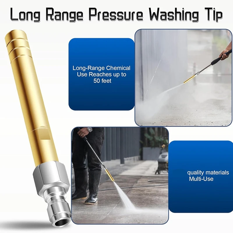 Pressure Washer Long Range Chemical Nozzle For 1000 To 6000 Psi Pressure Washing With 1/4 Inch Quick Connect