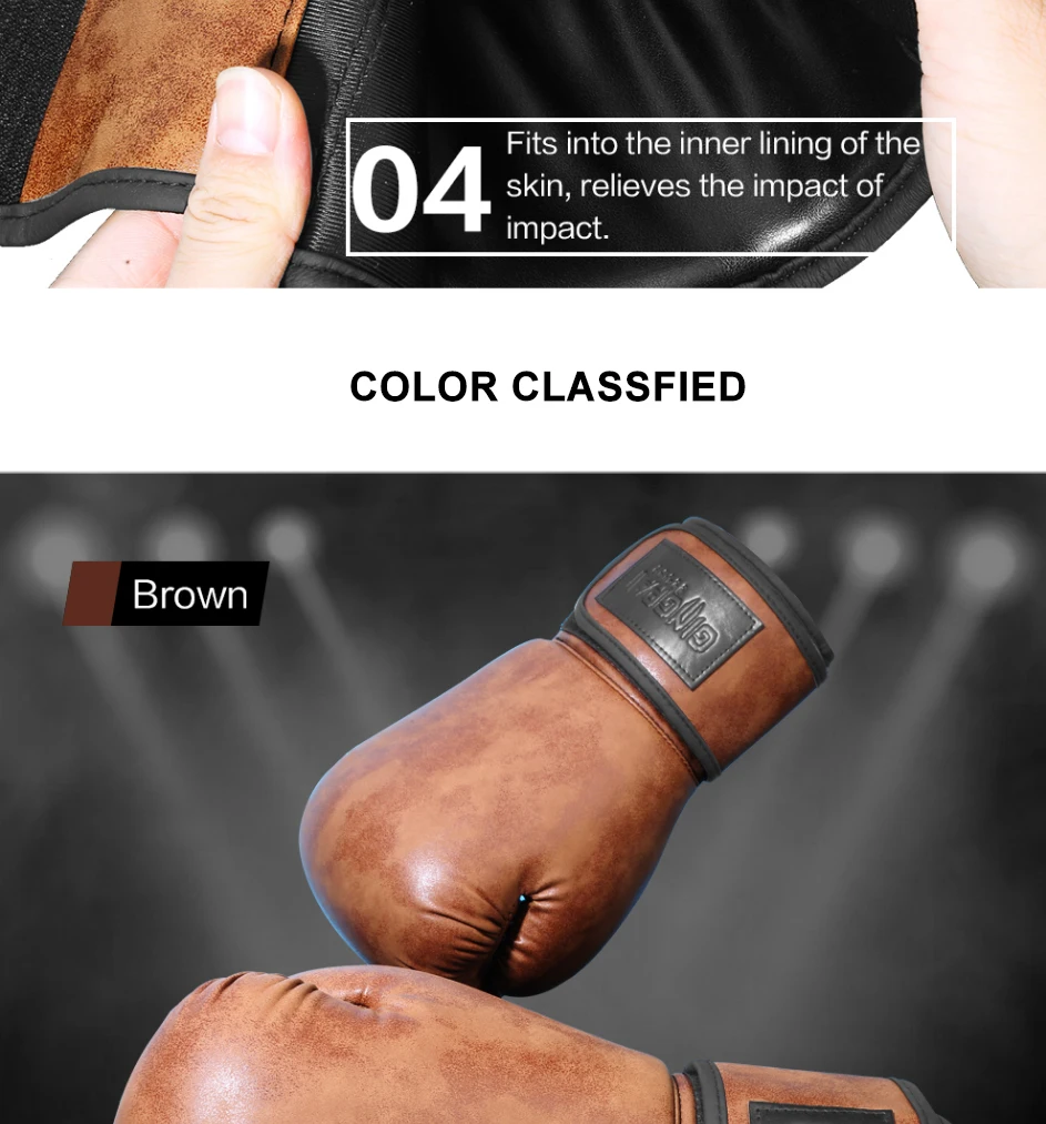 Retro Farbe Erwachsene Kinder Frauen/Männer Boxhandschuhe Pu Leder MMA Muay Thai Boxe De Luva Handschuhe Sanda GYM Ausrüstung 6 8 10 12 UNZEN Boks – Detail 12