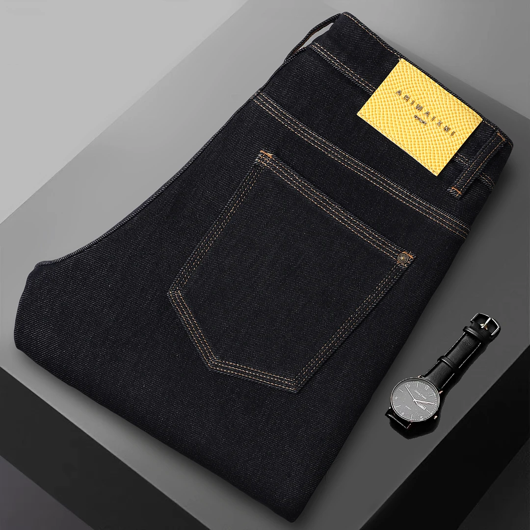 

Новые мужские повседневные джинсы New Town с эластичной талией, осенне-зимние, новые, с высокой эластичностью, удобные длинные брюки с низкой посадкой и шнурком