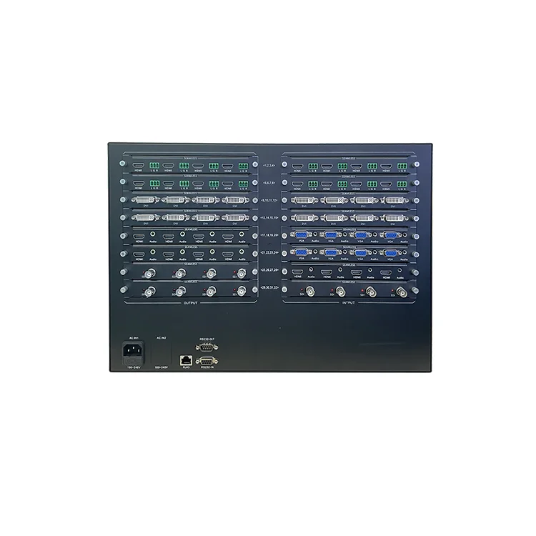 Switcher a matrice HD 4K HDM I senza soluzione di continuità 32 in 32 out Interfaccia VGA DVI SDI Tipo plug-in ibrido Switcher a matrice senza soluzione di continuità Video