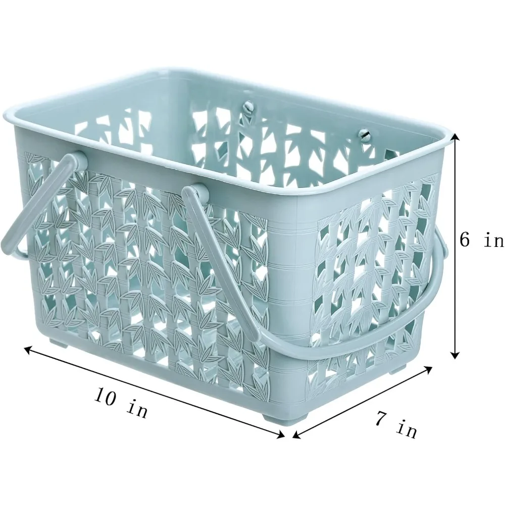 مجموعة من 3 سلال للاستحمام البلاستيكية، صندوق تخزين محمول مع مقابض، منظم أدوات الزينة للحمام،