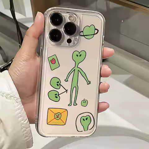 Ins Funny Cute Alien Phone Case For Tecno Spark Go 30C 10 Camon 40 30 20 19 Pova 7 6 5 4 Pro itel S23 A70 4G 5G Clear TPU Cover