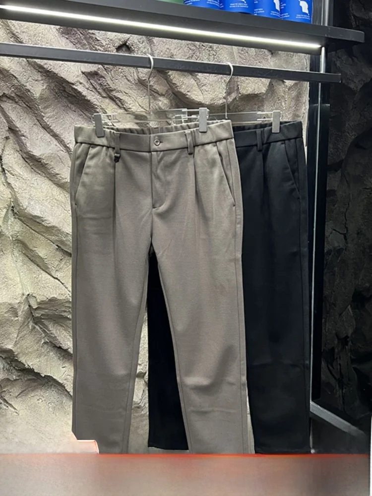 شتاء جديد الرجال Faionable لينة Fce اصطف عمودي سراويل تقليدية مرونة الخصر الشباب Sle ارتداء اليومي مستقيم الساق Tro...