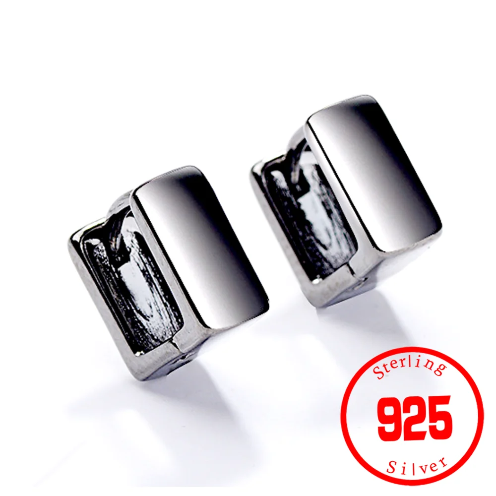 

2024 Hot 925 Sterling Silver Cute Square Hoop Earrings For Women smooth Luxury Sterling Silver small Earring Jewelry