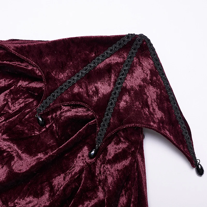 펑크 레이브 여성용 광택 벨벳 레이스 비대칭 뾰족한 우아한 피쉬테일 스커트 고귀한 미스터리 롱 스커트 여성 두 가지 색상