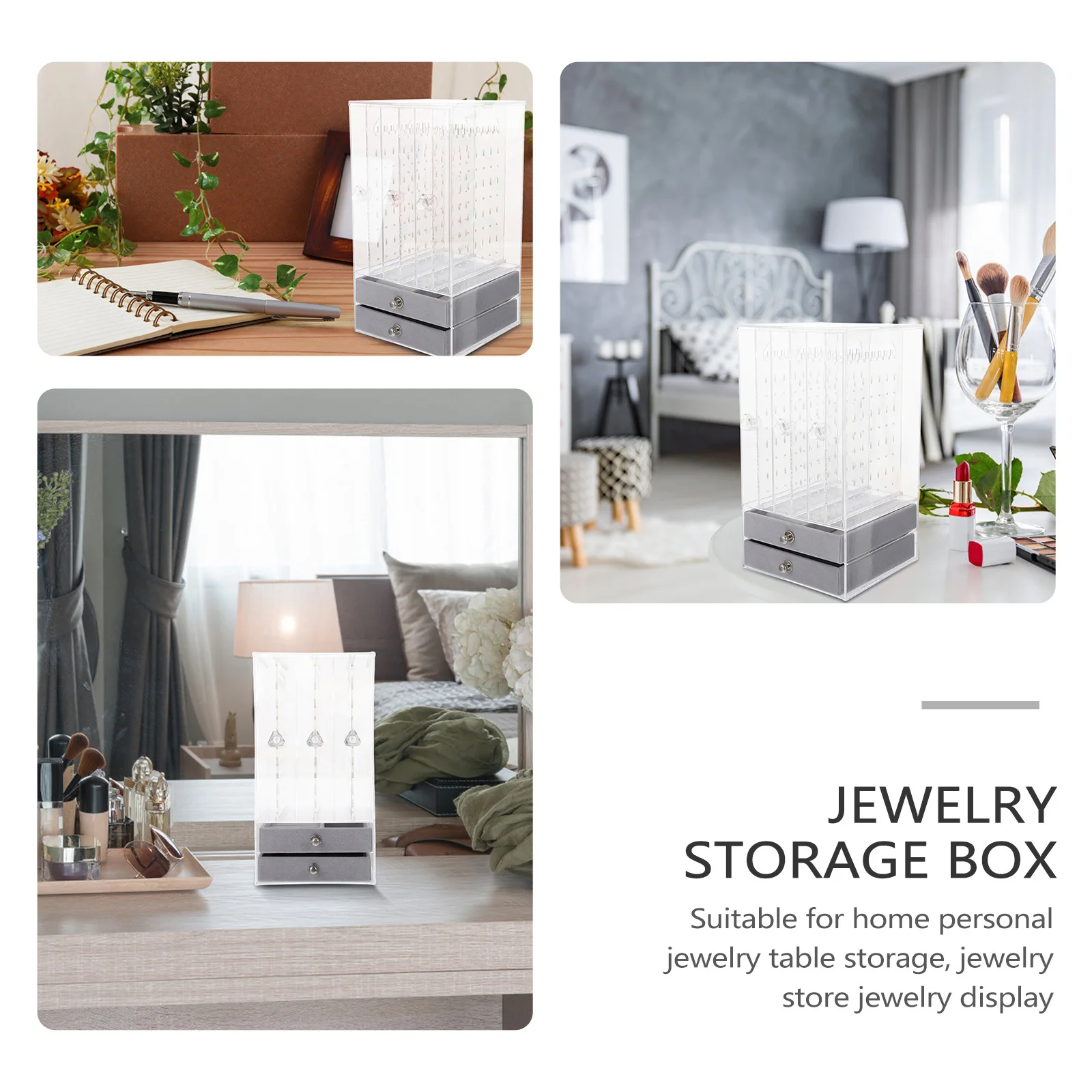 

1Set Jewelry Storage Box Premium Necklace Stand Earring Display Rack Desktop Organizer for Bracelet Dressing Table Storage