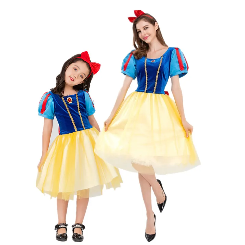 

Halloween Purim Anime Snow White Princess Cosplay Costume Stage Performance Cartoon Fairy Tale Queen Parent-child Party Dress