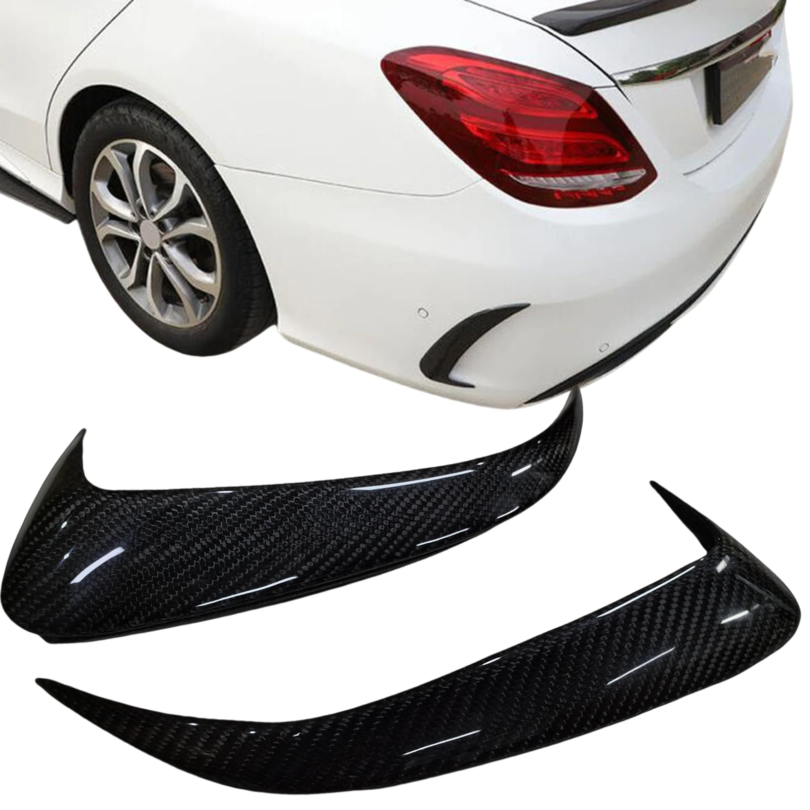 

For Mercedes Benz W205 C Class C63 C43 AMG 2014-2017 Rear Bumper Side Air Vent Trim Carbon Fiber Boot Spoiler Canards Splitter