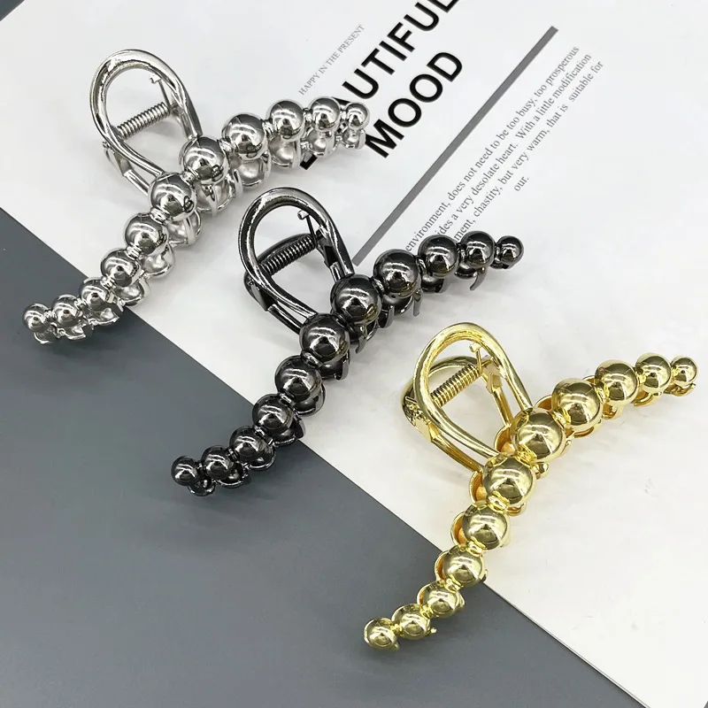 Fashion Exquisite Steel Ball Design Metal Hair Claws Women Ponytail Claw Clip Hair Clips Hairpins Girls Hair Accessories Gifts