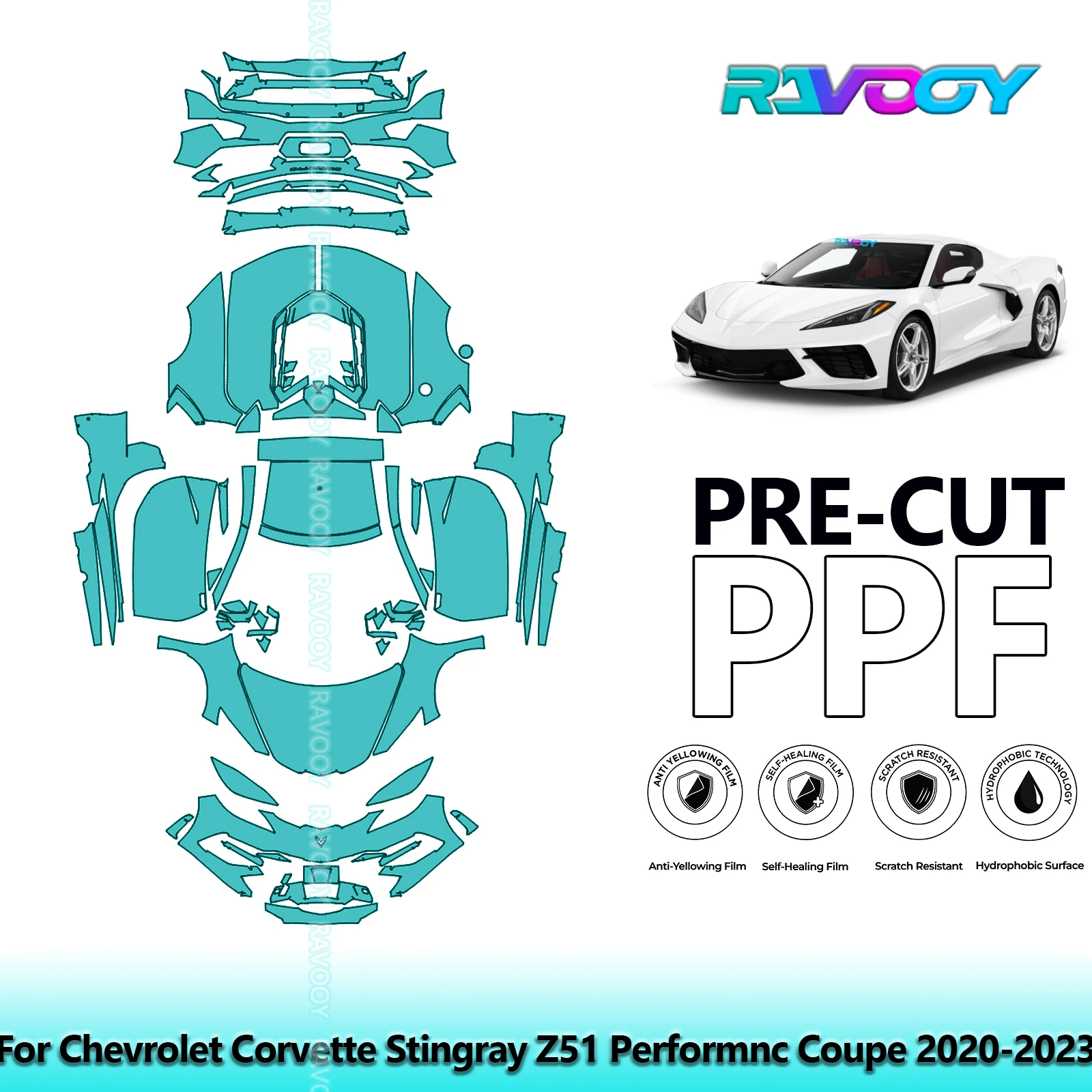 

Car Precut PPF Paint Protection Film Full Vehicle For Chevrolet Corvette Stingray Z51 Performnc Coupe 2020-2023