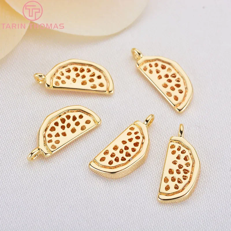 

(1007)6PCS 15x6MM 24K Gold Color Brass Watermelon Pendants Charms High Quality Diy Jewelry Findings Accessories